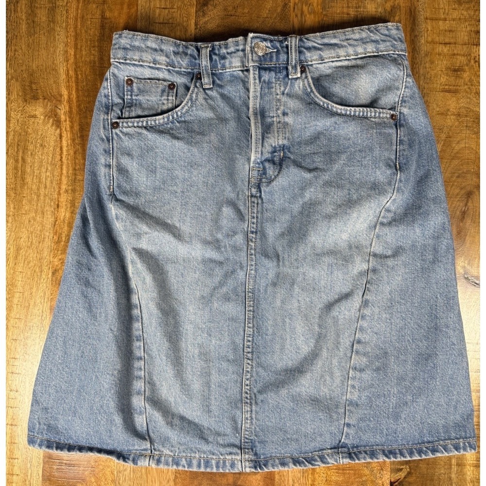 Free People We The Free Yoko Pleated Denim Skirt Light Wash Sz 27 Cotton